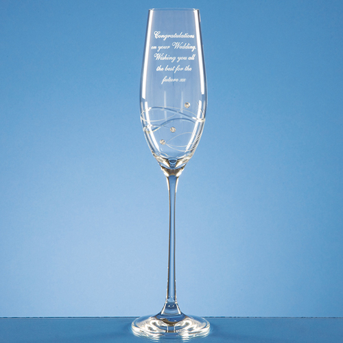 Diamante Champagne Flute with Spiral Design Cutting