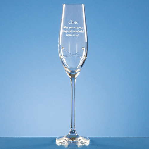 Diamante Champagne Flute with a Kiss Cut Design