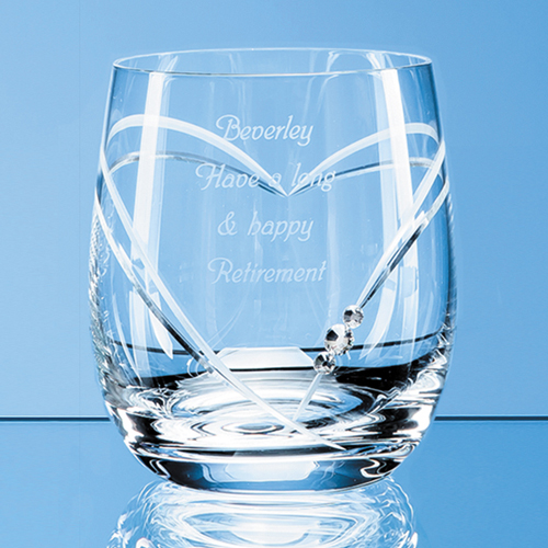 Diamante Whisky Tumbler with Double Heart Shaped Cutting