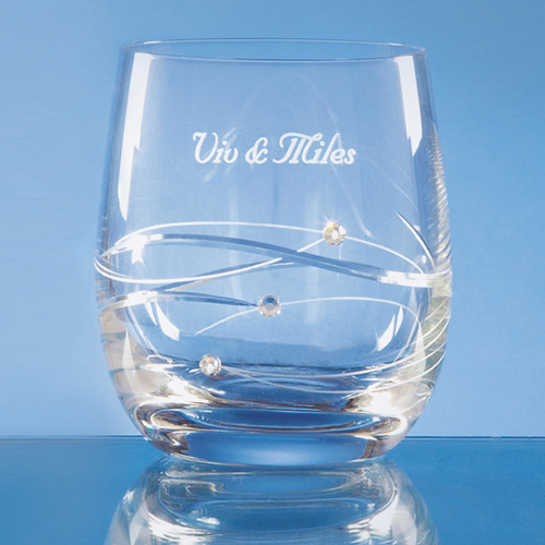 Diamante Whisky Tumbler with Spiral Design Cutting