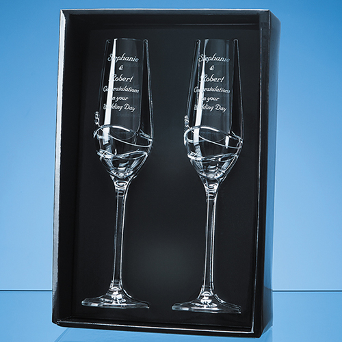 2 Diamante Champagne Flutes