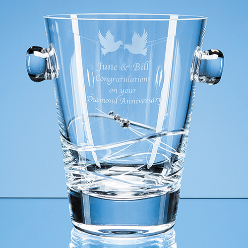 0.75ltr Diamante Ice Bucket with Spiral Design Cutting