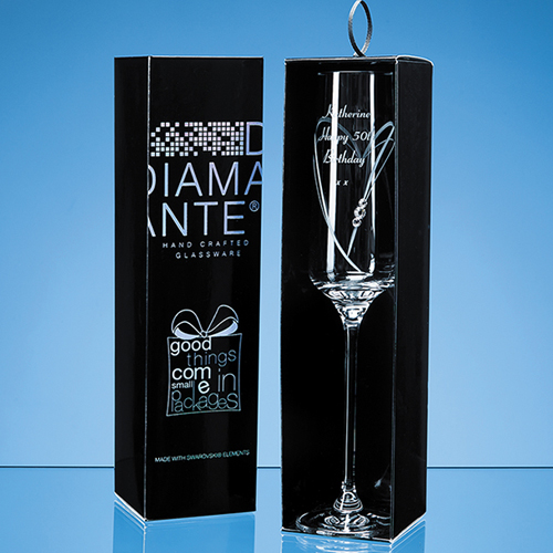 'Just For You' Diamante Champagne Flute with Heart