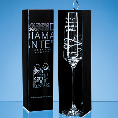 'Just For You' Diamante Champagne Flute with Spiral Design