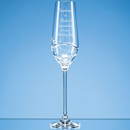 Single Diamante Champagne Flute with Modena Spiral Cutting