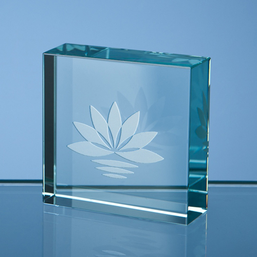 5cm Jade Glass Square Paperweight