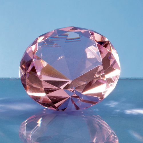 8cm Optical Crystal Pink Diamond Paperweight