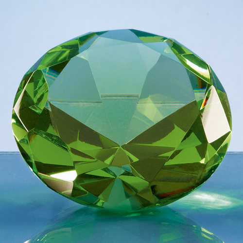 8cm Optical Crystal Green Diamond Paperweight