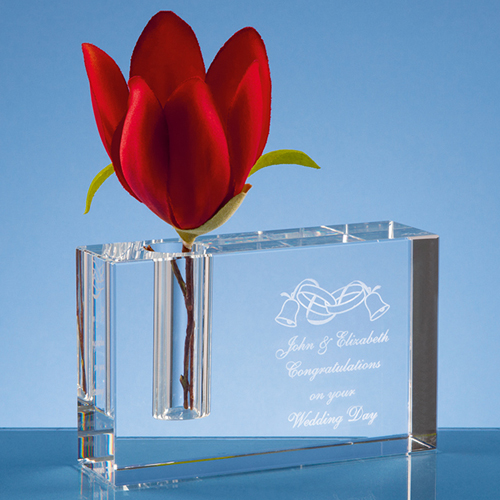 12cm Optical Crystal Rectangle Bud Vase