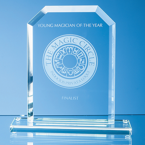 20cm x 15cm x 12mm Jade Glass Facet Honour Award